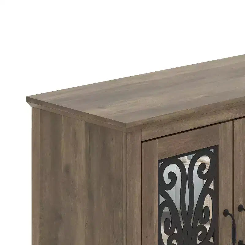 Buffet 3 portes avec rangements ajourés et miroirs 45,7 L 15,7 P 29,3 H