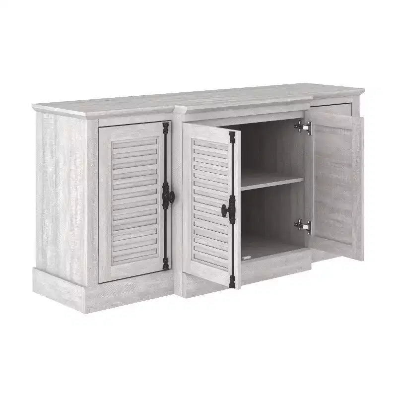 Buffet avec portes à persiennes, gris, 60,4 larg. x 18,2 prof. x 29,3 haut.
