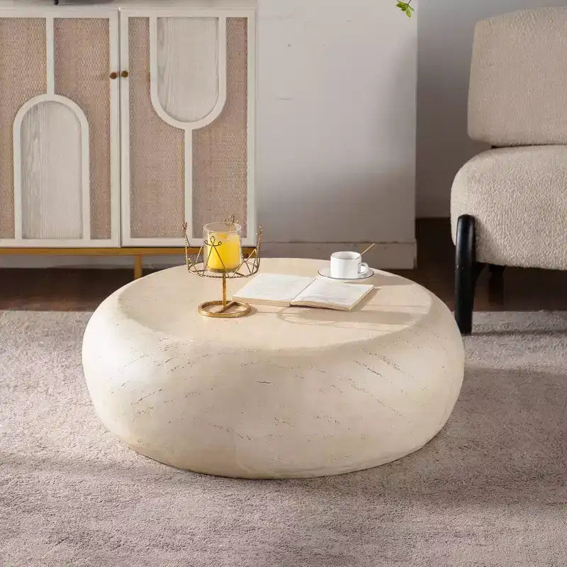 GDFStudio Andrae Modern 35 Lightweight Concrete Round Coffee Table