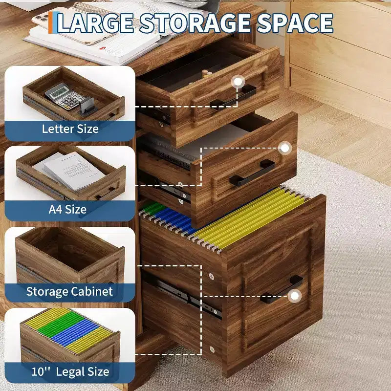 Bureau de direction de ferme 58 avec rangement, bureau d'ordinateur en bois avec tiroir de clavier, tiroir de classement, armoire de rangement pour bureau à domicile