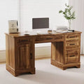 Farmhouse 58 Executive Office Desk with Storage, Wood Computer Desk with Keyboard Tray, File Drawer, Storage Cabinet for Home Office