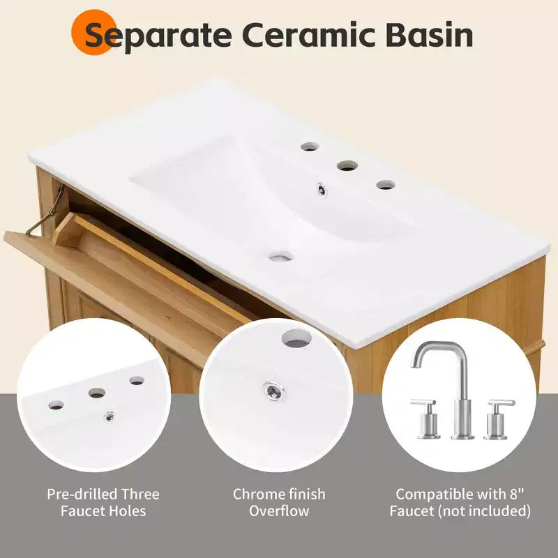 Meuble-lavabo vert avec lavabo MDF en caoutchouc, 3 tiroirs, étagère réglable, autoportant
