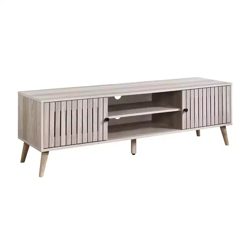 Meuble TV en bois avec 2 placards de rangement, adapté aux téléviseurs jusqu'à 65 po.