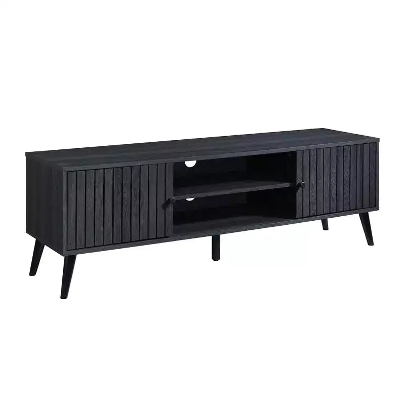 Meuble TV en bois avec 2 placards de rangement, adapté aux téléviseurs jusqu'à 65 po.