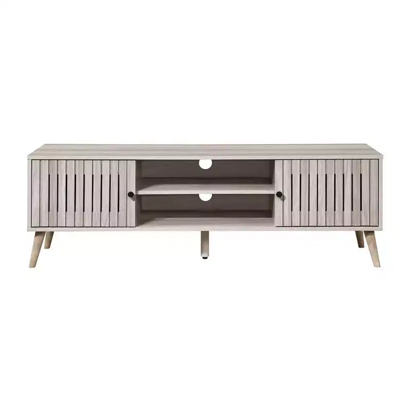 Meuble TV en bois avec 2 placards de rangement, adapté aux téléviseurs jusqu'à 65 po.