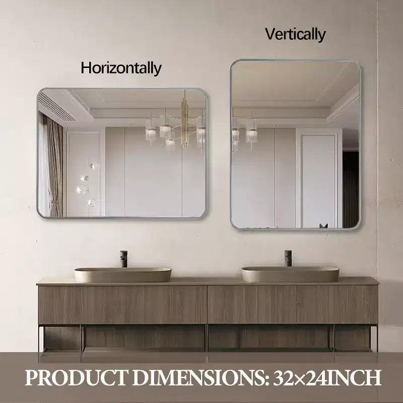 Miroir de salle de bain mural, Miroir mural rectangulaire pour salle de bain, chambre à coucher