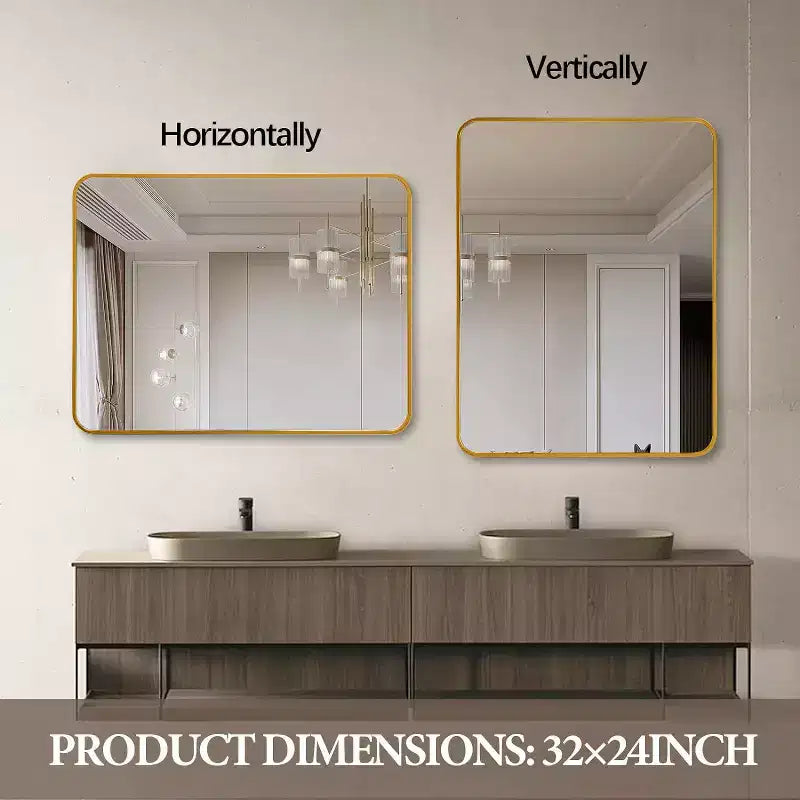 Miroir de salle de bain mural, Miroir mural rectangulaire pour salle de bain, chambre à coucher