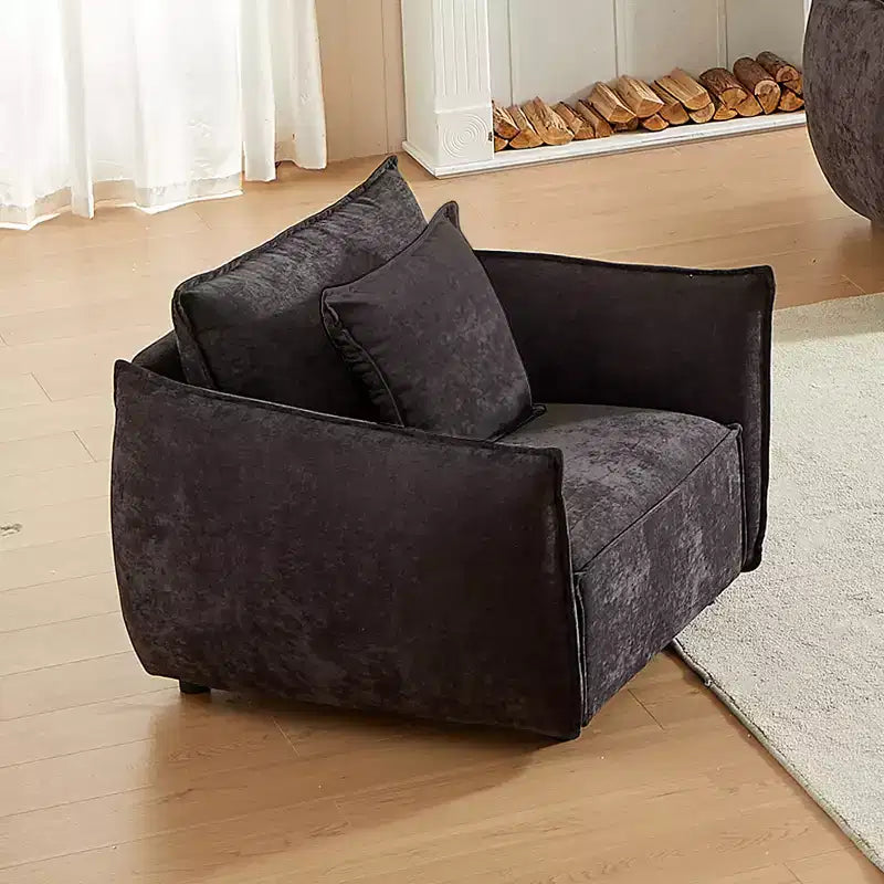 Fauteuil moderne en chenille avec 2 coussins