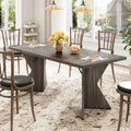 70.9 Inch Dining Table for 6 - Retro Rectangular Farmhouse Kitchen Table with Heavy-Duty Frame for Big Family Gatherings