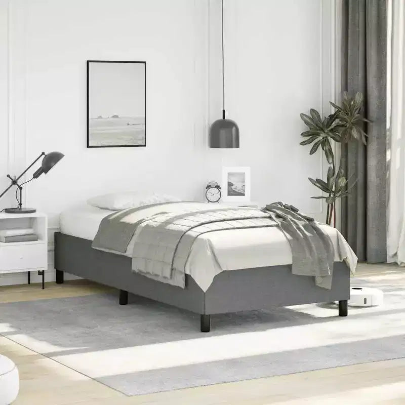Bed Frame Dark gray Polyester, Plywood, Engineered wood Twin XL