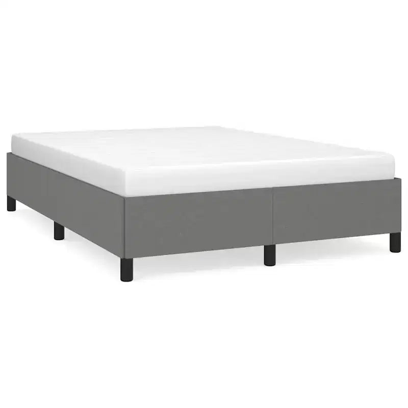 Cadre de lit en tissu gris foncé (100 % polyester), contreplaqué, bois composite