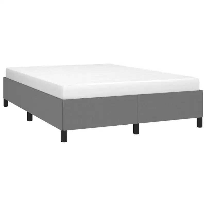 Cadre de lit en tissu gris foncé (100 % polyester), contreplaqué, bois composite