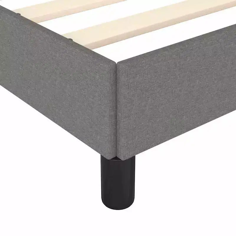 Cadre de lit en tissu gris foncé (100 % polyester), contreplaqué, bois composite