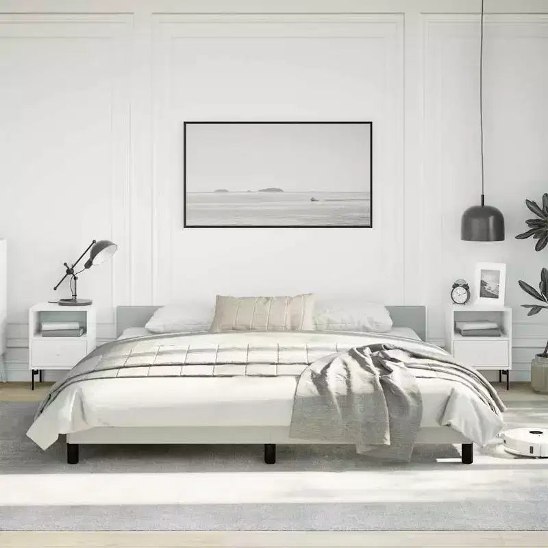 Bed Frame With Headboard Light grey