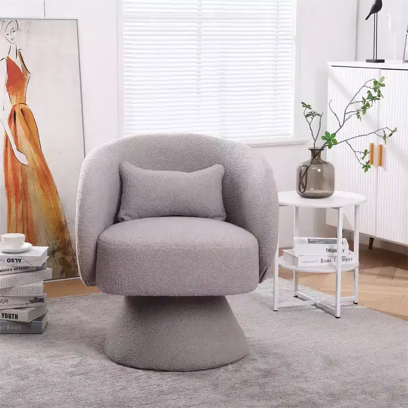 Fauteuil d'appoint pivotant moderne, fauteuil canapé rembourré avec dossier et oreiller lombaire, fauteuil club simple et confortable pour salon ou salle de lecture