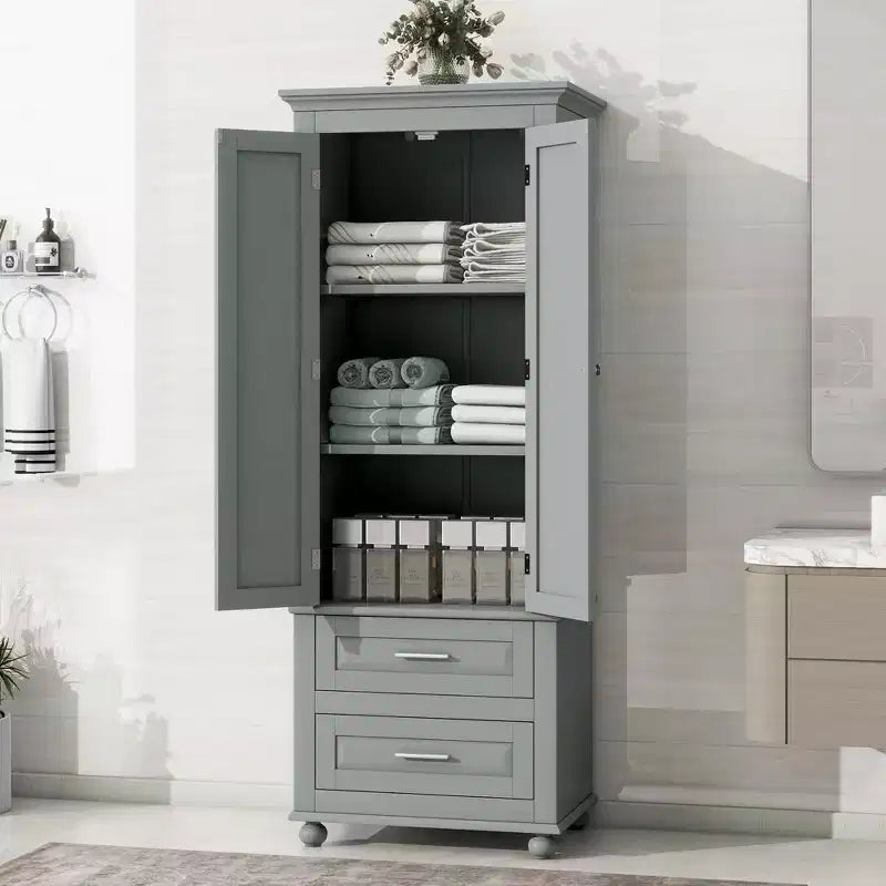 Meuble de rangement haut gris 2 tiroirs