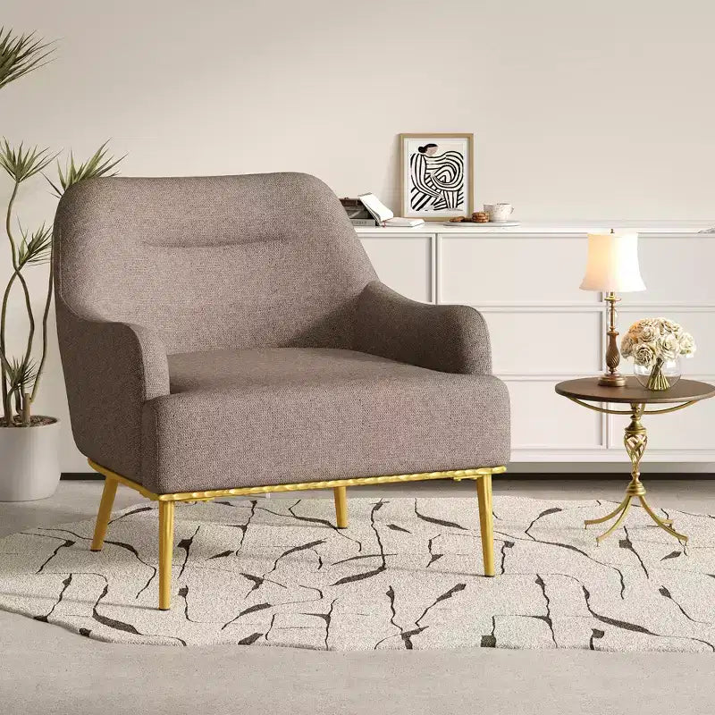 Fauteuil d'appoint moderne en chenille avec dossier incurvé