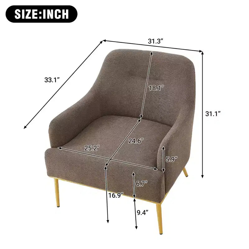 Fauteuil d'appoint moderne en chenille avec dossier incurvé