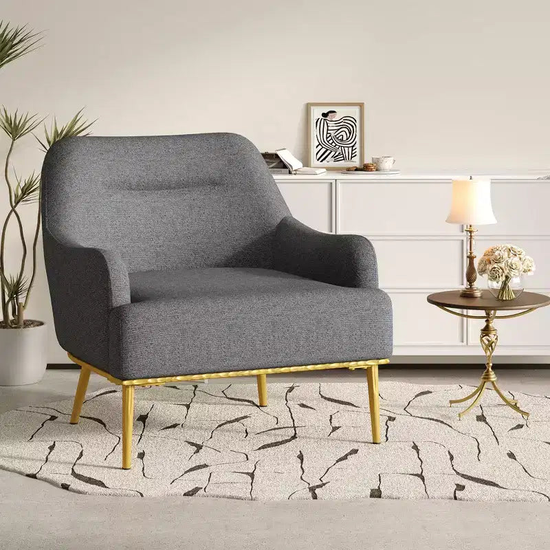 Fauteuil d'appoint moderne en chenille avec dossier incurvé