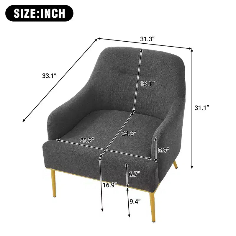 Fauteuil d'appoint moderne en chenille avec dossier incurvé