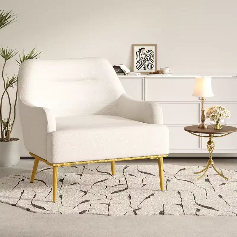 Fauteuil d'appoint moderne en chenille avec dossier incurvé