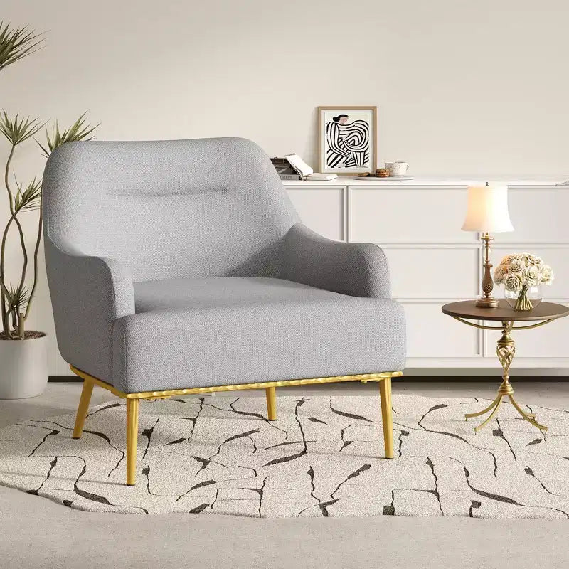Fauteuil d'appoint moderne en chenille avec dossier incurvé