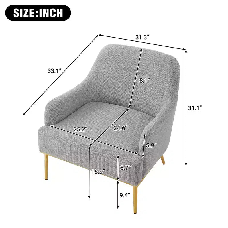 Fauteuil d'appoint moderne en chenille avec dossier incurvé