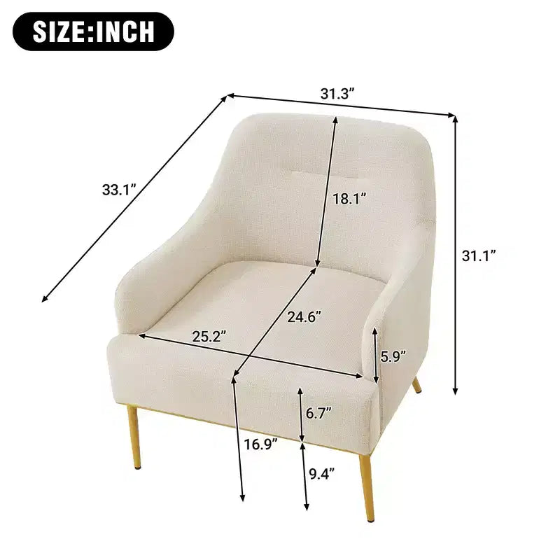 Fauteuil d'appoint moderne en chenille avec dossier incurvé