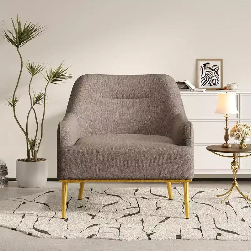 Fauteuil d'appoint moderne en chenille avec dossier incurvé