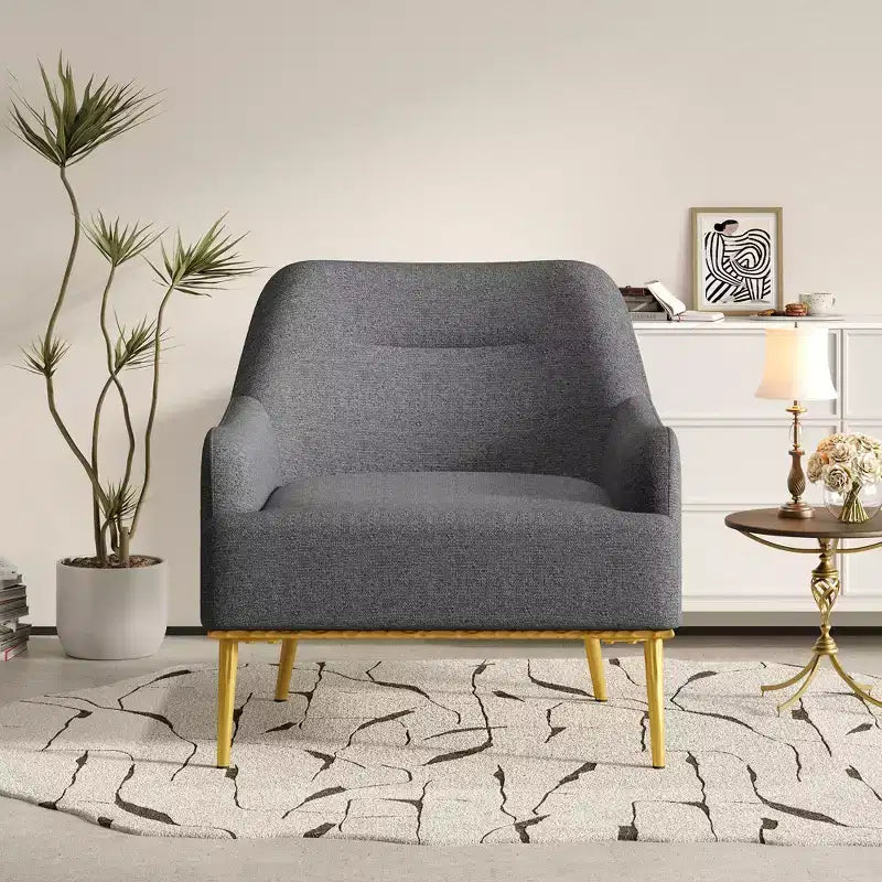 Fauteuil d'appoint moderne en chenille avec dossier incurvé