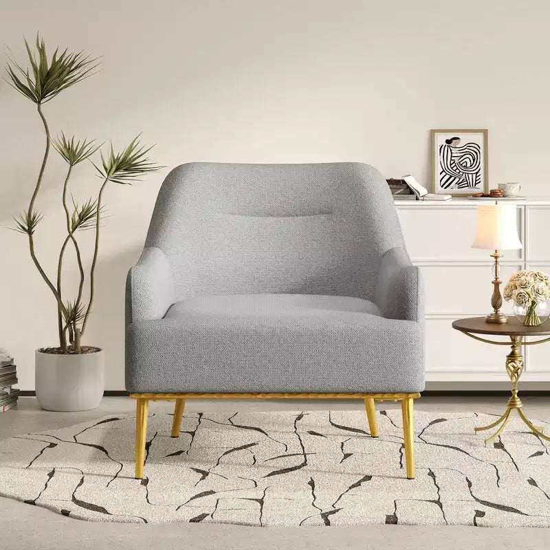 Fauteuil d'appoint moderne en chenille avec dossier incurvé