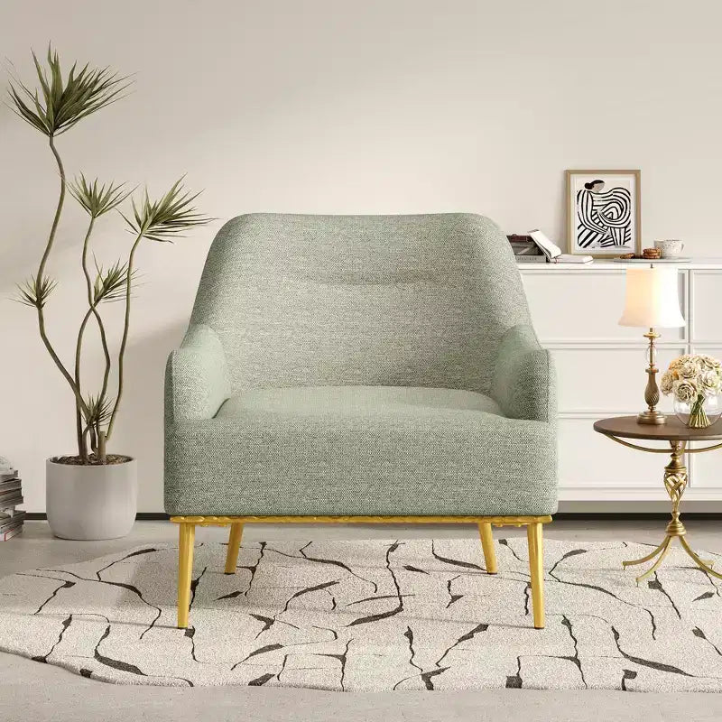Fauteuil d'appoint moderne en chenille avec dossier incurvé