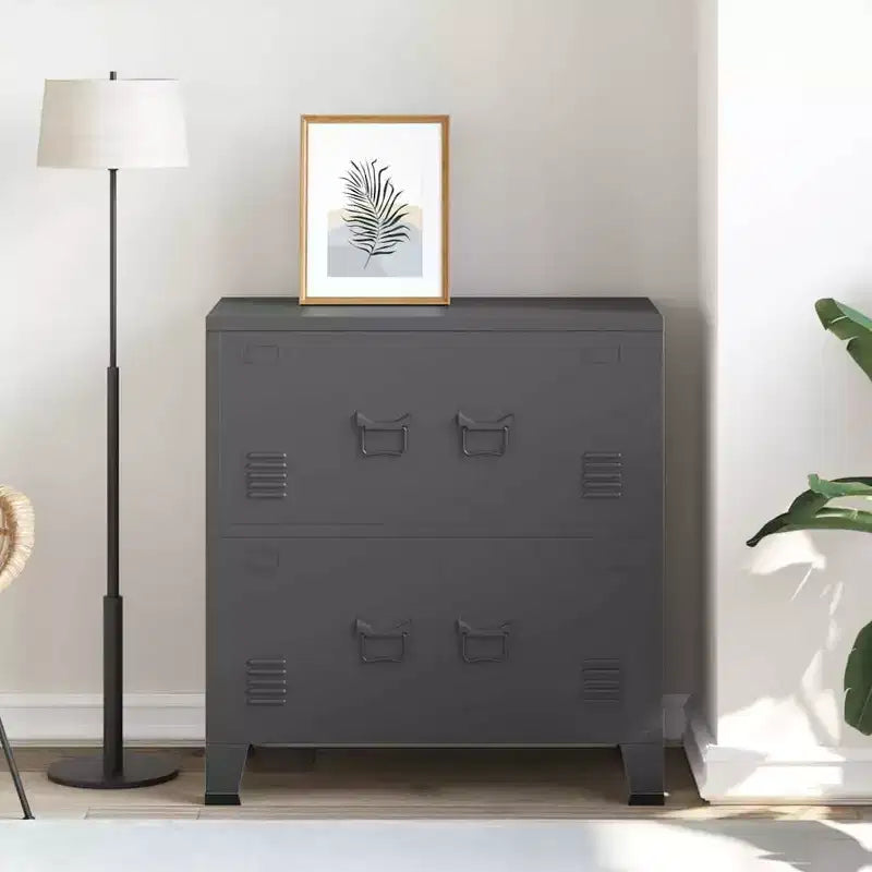 Coffre de rangement Acier anthracite, plastique Rangement moyen - Anthracite 31.5