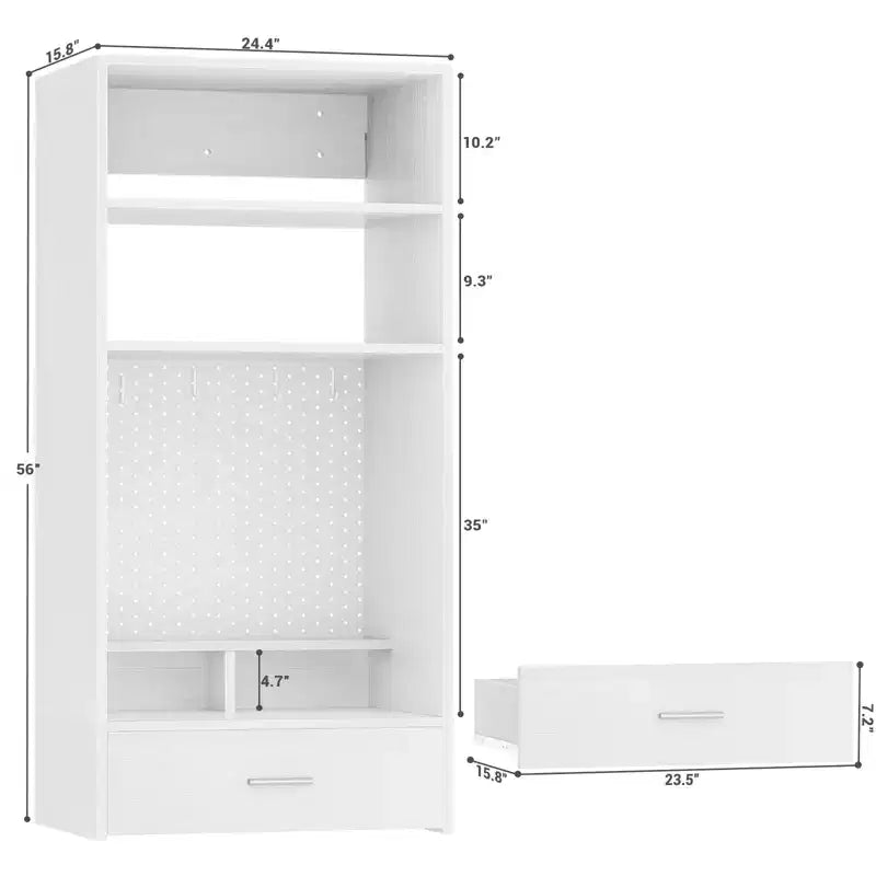 Organisateur de dressing avec coiffeuse, table de maquillage murale avec panneau perforé