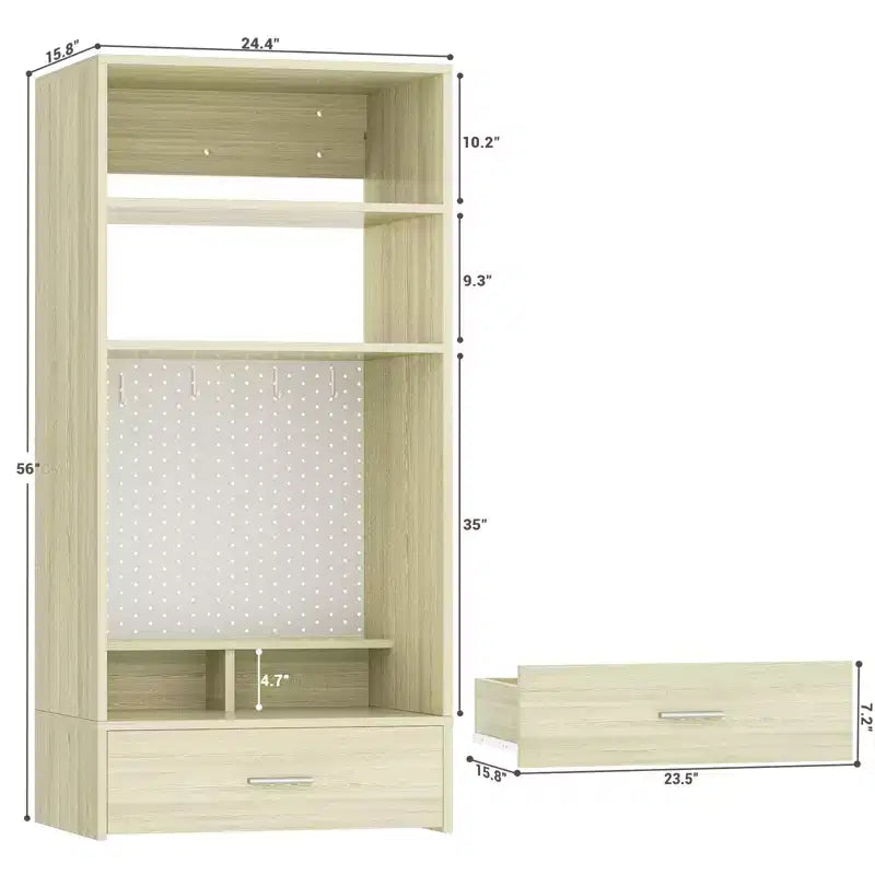 Organisateur de dressing avec coiffeuse, table de maquillage murale avec panneau perforé