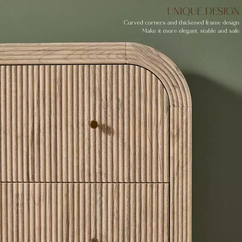 Commode moderne à 5 et 6 tiroirs cannelés, organisateur de rangement en bois à profil incurvé pour chambre à coucher, salon, couloir