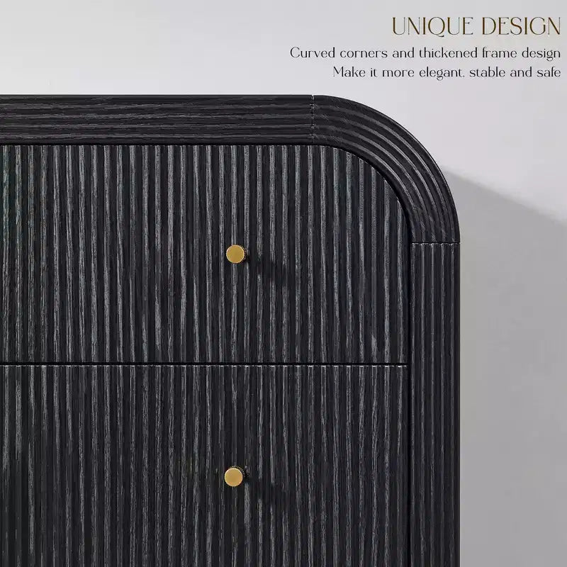 Commode moderne à 5 et 6 tiroirs cannelés, organisateur de rangement en bois à profil incurvé pour chambre à coucher, salon, couloir