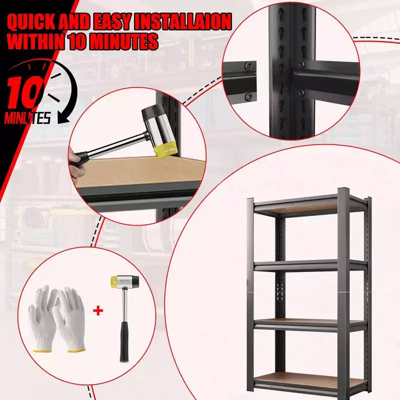 Étagère de rangement à 4 niveaux, capacité de 360 kg, hauteur réglable, en bois, idéale pour cuisine, garage, cellier