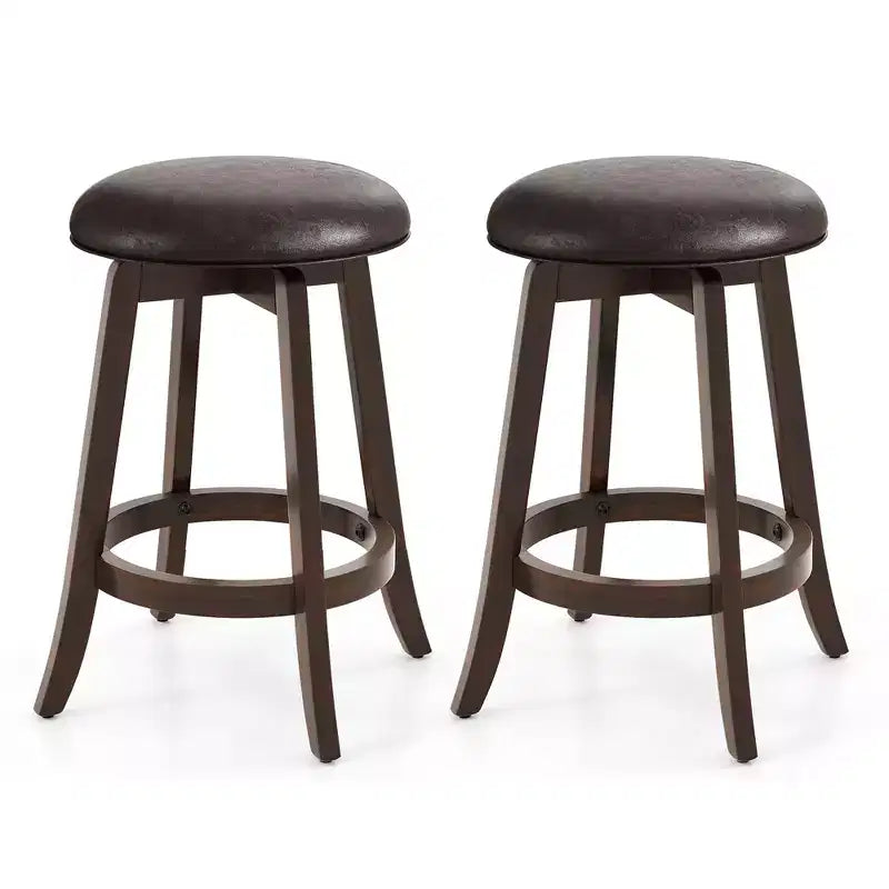 Costway 24 Counter Height Stools Set of 2 w/ 360 Swivel Round Seat & Footrest