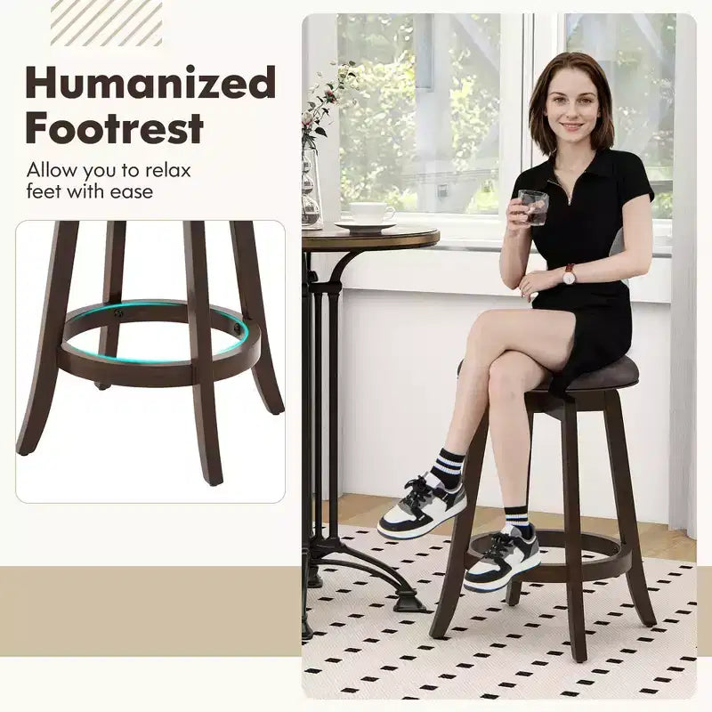 Lot de 2 tabourets de comptoir pivotants à 360° avec repose-pieds