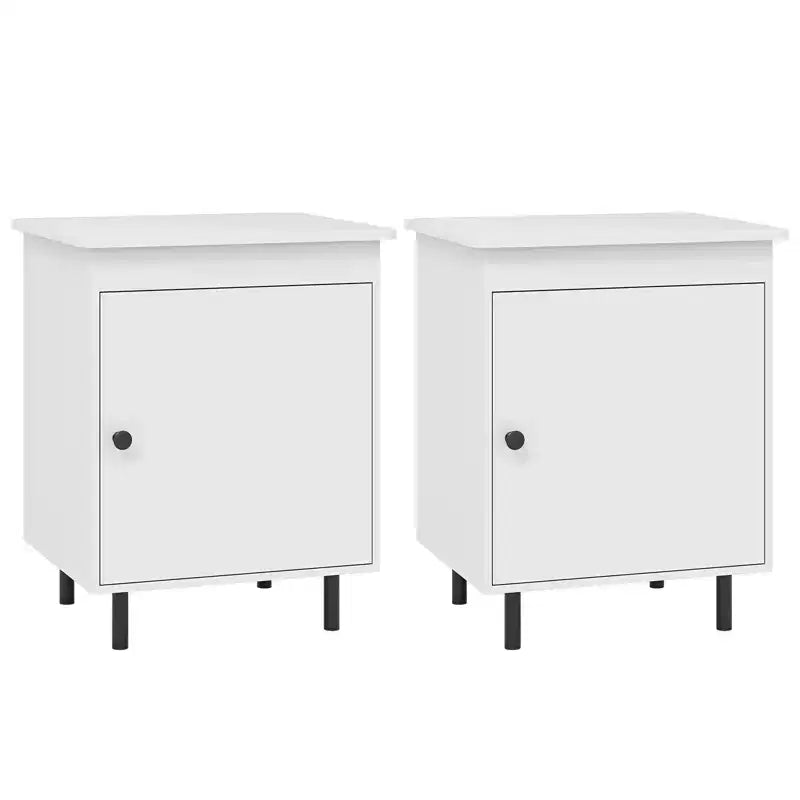 2 Tables de Chevet Mid-Century Modernes avec Porte et Pieds en Métal Robuste