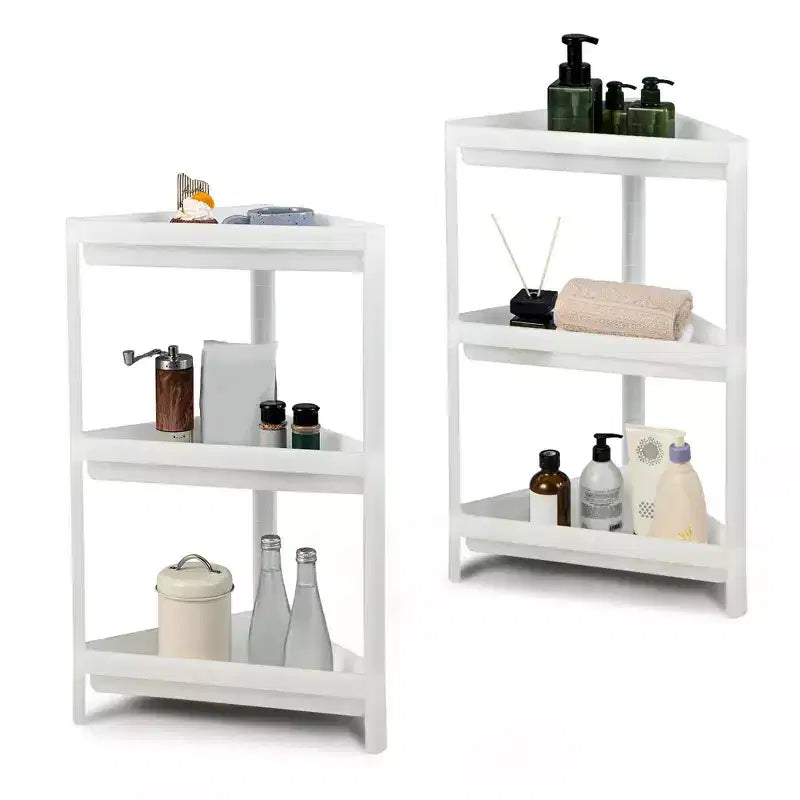 Costway 2PCS 3 Tier Detachable Floor Corner Shower Shelf Counter Corner Storage Rack