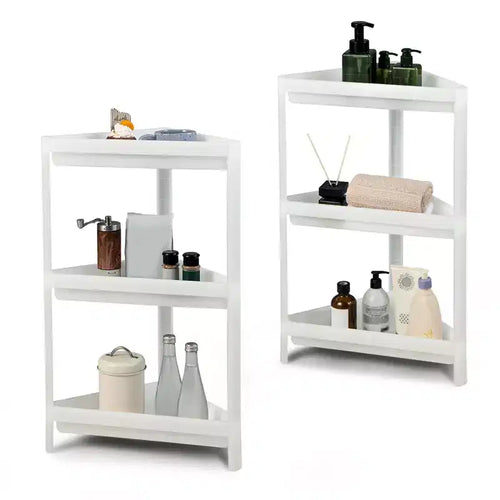 Costway 2PCS 3 Tier Detachable Floor Corner Shower Shelf Counter Corner Storage Rack