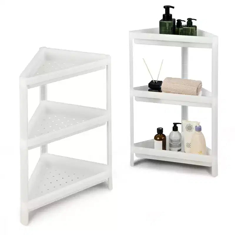 2 étagères d'angle de douche détachables à 3 niveaux pour comptoir et rangement d'angle