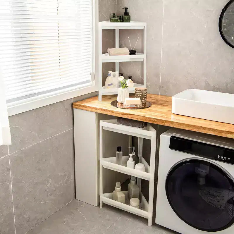 2 étagères d'angle de douche détachables à 3 niveaux pour comptoir et rangement d'angle