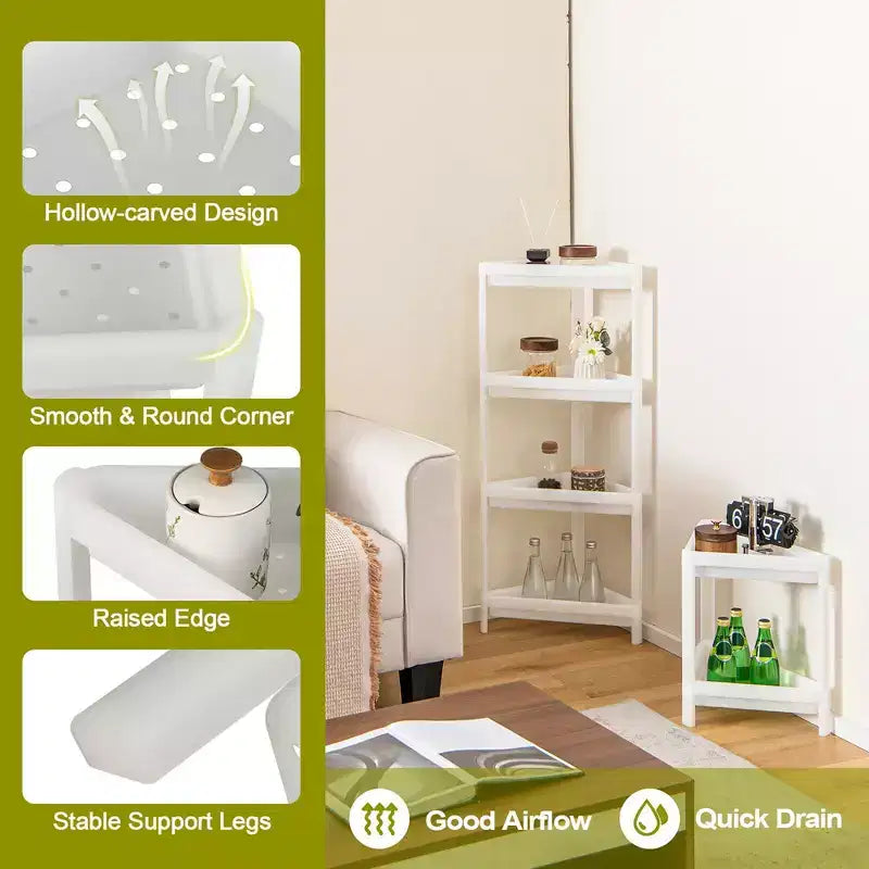 2 étagères d'angle de douche détachables à 3 niveaux pour comptoir et rangement d'angle