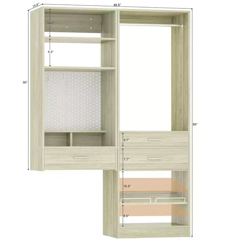 Système de rangement de placard avec tiroirs en bois, organiseur de meuble-lavabo suspendu
