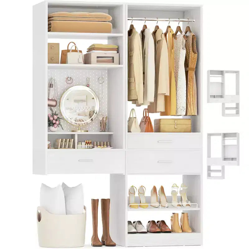 Système de rangement de placard avec tiroirs en bois, organiseur de meuble-lavabo suspendu