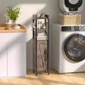 Petit meuble de salle de bain porte-papier toilette fin avec porte 2 étagères Rangement étroit Organisateur Revêtement étanche Marron