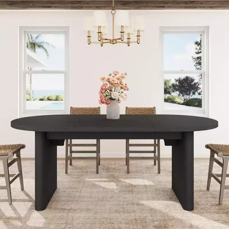 Table à manger ovale de 70,8 pouces pour 6-8 personnes, grande table de cuisine avec base en bois épaisse et robuste, table de salle à manger de style ferme pour la cuisine